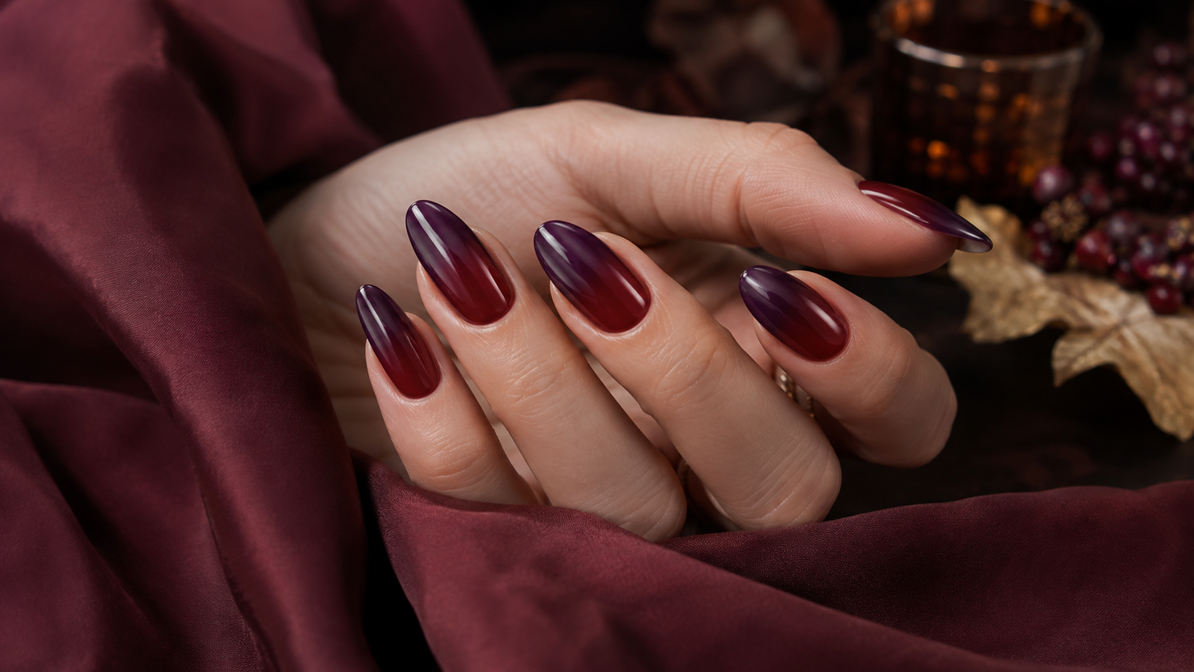 Burgundy-to-Plum Gradient Nails September Nail Ideas 2026